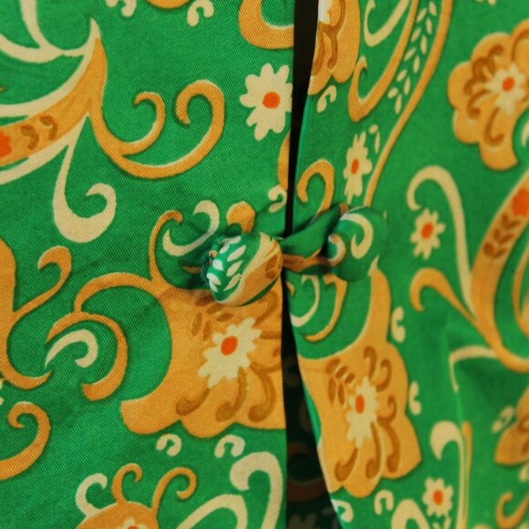 Vintage 1960s Suit, Green and Gold Silk Jacket and Skirt with Pockets, Two Piece - Picture 7 of 10